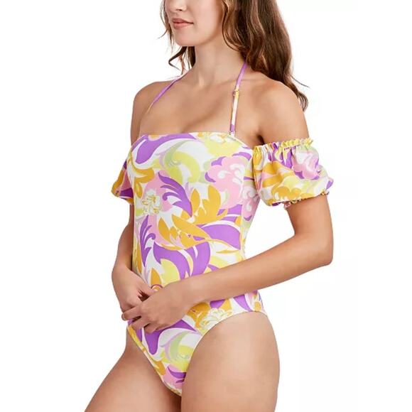 BCBGeneration Give It A Swirl Off the Shoulder One Piece Suit XS - Picture 2 of 4